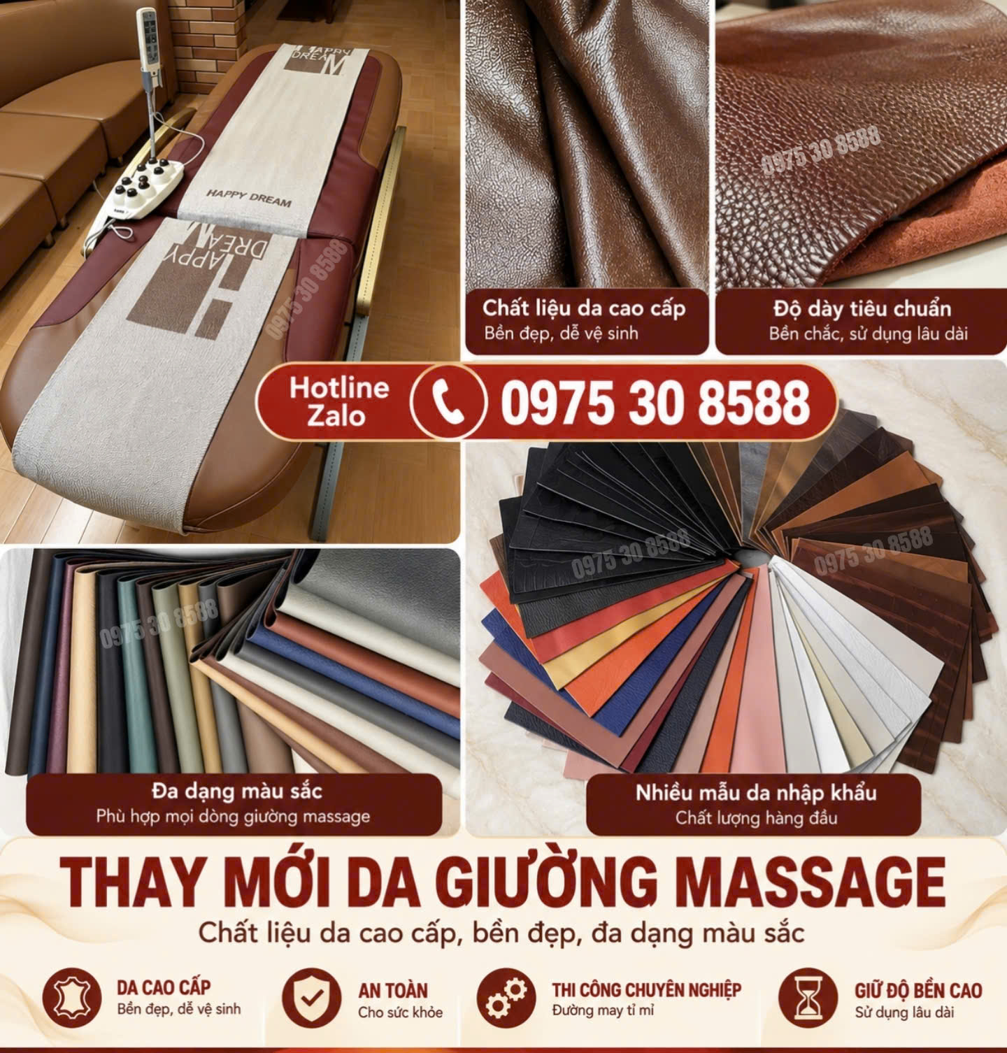 thay da giường massage
